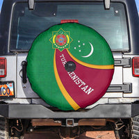 Turkmenistan Green Spare Tire Cover with Crescent Moon and State Emblem Design