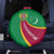 Turkmenistan Green Spare Tire Cover with Crescent Moon and State Emblem Design