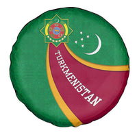 Turkmenistan Green Spare Tire Cover with Crescent Moon and State Emblem Design