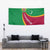 Turkmenistan Green Tapestry with Crescent Moon and State Emblem Design