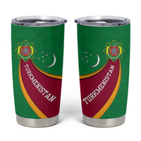 Turkmenistan Green Tumbler Cup with Crescent Moon and State Emblem Design