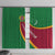 Turkmenistan Green Window Curtain with Crescent Moon and State Emblem Design