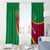 Turkmenistan Green Window Curtain with Crescent Moon and State Emblem Design
