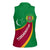 Turkmenistan Green Women Sleeveless Polo Shirt with Crescent Moon and State Emblem Design
