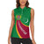 Turkmenistan Green Women Sleeveless Polo Shirt with Crescent Moon and State Emblem Design