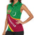 Turkmenistan Green Women Sleeveless Polo Shirt with Crescent Moon and State Emblem Design