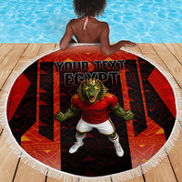 Personalized Egypt Soccer Sobek Crocodile Mascot Beach Blanket Pharaoh Mascot Egyptian Hieroglyphic