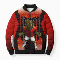 Personalized Egypt Soccer Sobek Crocodile Mascot Bomber Puffer Jacket Pharaoh Mascot Egyptian Hieroglyphic