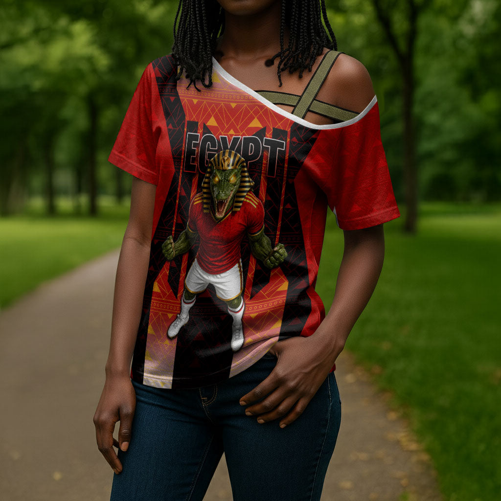 Personalized Egypt Soccer Sobek Crocodile Mascot Cross Shoulder Shirt Pharaoh Mascot Egyptian Hieroglyphic