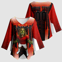 Personalized Egypt Soccer Sobek Crocodile Mascot Kimono Sleeve Blouse Pharaoh Mascot Egyptian Hieroglyphic