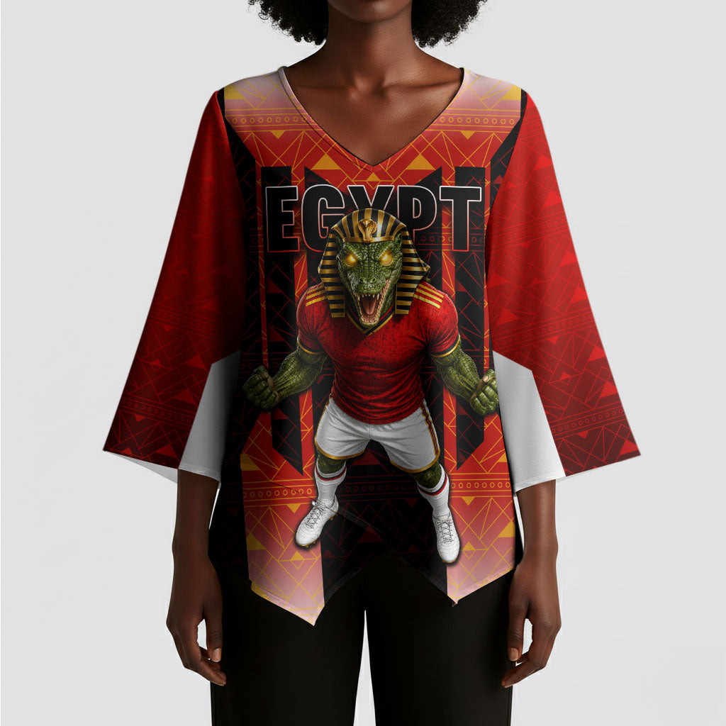Personalized Egypt Soccer Sobek Crocodile Mascot Kimono Sleeve Blouse Pharaoh Mascot Egyptian Hieroglyphic