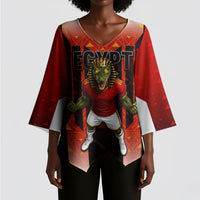 Personalized Egypt Soccer Sobek Crocodile Mascot Kimono Sleeve Blouse Pharaoh Mascot Egyptian Hieroglyphic