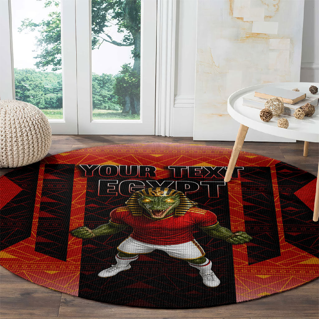 Personalized Egypt Soccer Sobek Crocodile Mascot Round Carpet Pharaoh Mascot Egyptian Hieroglyphic