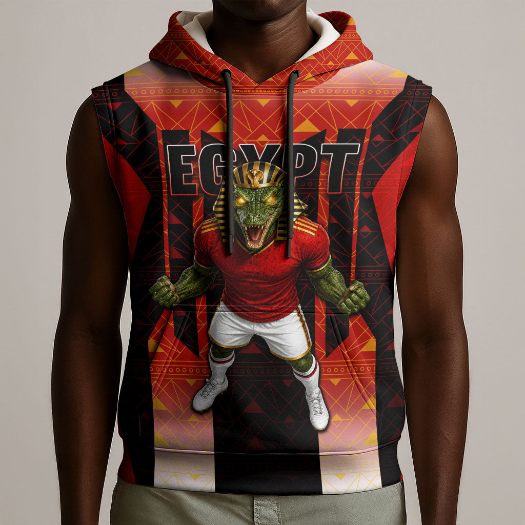 Personalized Egypt Soccer Sobek Crocodile Mascot Sleeveless Hoodie Pharaoh Mascot Egyptian Hieroglyphic