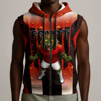 Personalized Egypt Soccer Sobek Crocodile Mascot Sleeveless Zip Hoodie Pharaoh Mascot Egyptian Hieroglyphic