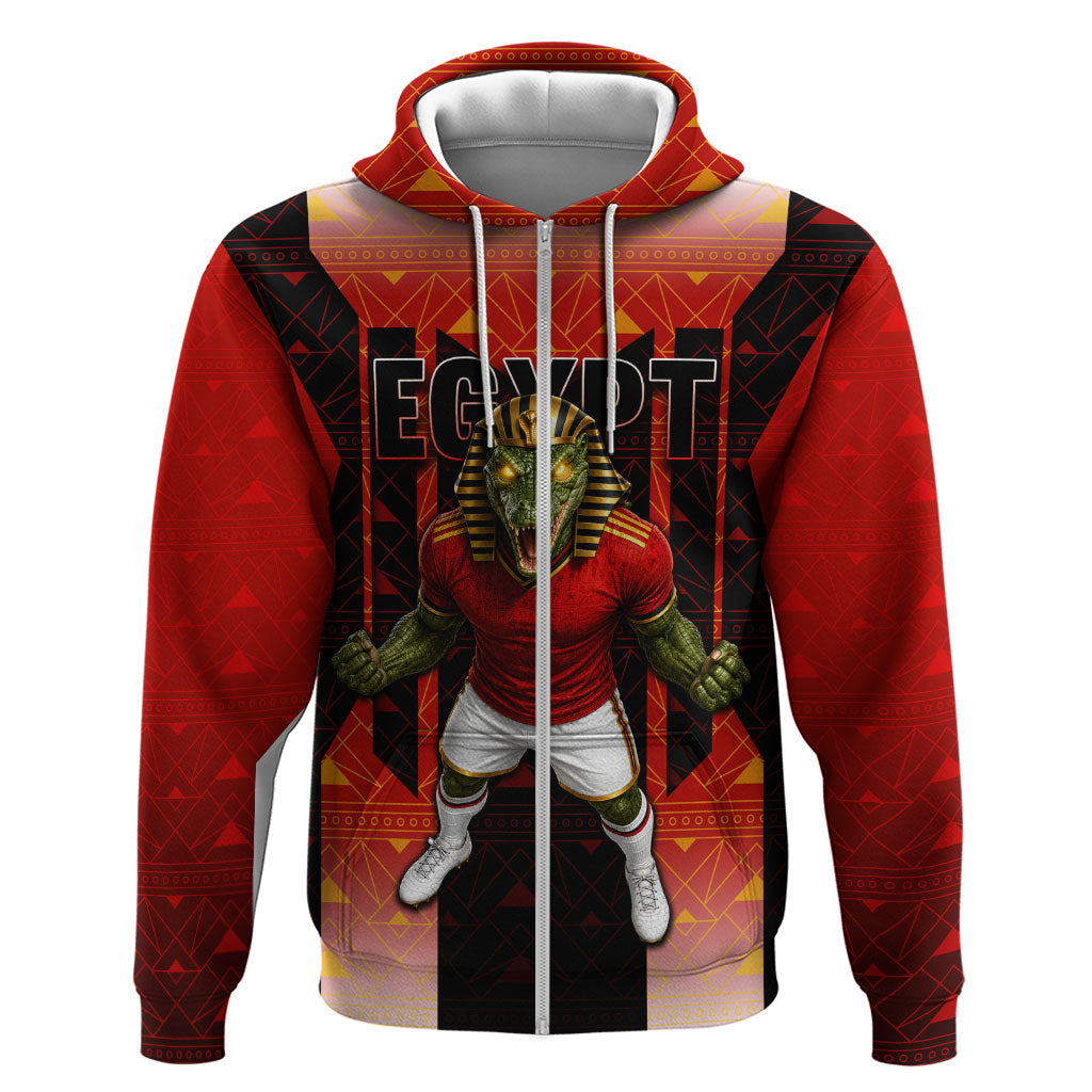 Personalized Egypt Soccer Sobek Crocodile Mascot Zip Hoodie Pharaoh Mascot Egyptian Hieroglyphic