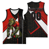 Personalized Egypt Soccer Sobek Crocodile Mascot Basketball Jersey Ancient Egyptian Hieroglyphic Stripe