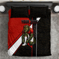 Personalized Egypt Soccer Sobek Crocodile Mascot Bedding Set Ancient Egyptian Hieroglyphic Stripe