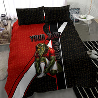 Personalized Egypt Soccer Sobek Crocodile Mascot Bedding Set Ancient Egyptian Hieroglyphic Stripe