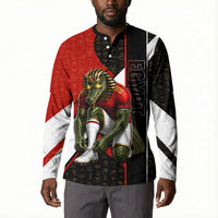 Personalized Egypt Soccer Sobek Crocodile Mascot Button Sweatshirt Ancient Egyptian Hieroglyphic Stripe