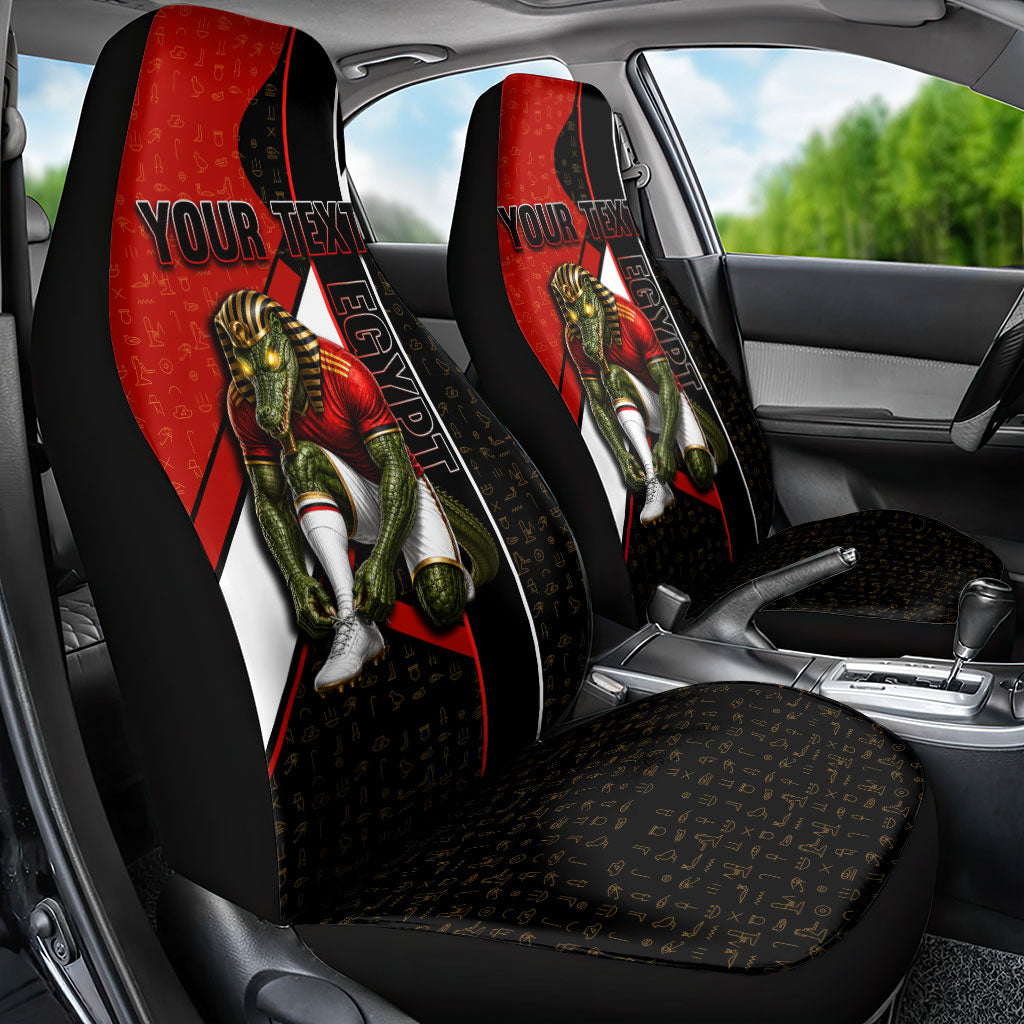 Personalized Egypt Soccer Sobek Crocodile Mascot Car Seat Cover Ancient Egyptian Hieroglyphic Stripe