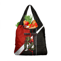 Personalized Egypt Soccer Sobek Crocodile Mascot Grocery Bag Ancient Egyptian Hieroglyphic Stripe
