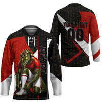 Personalized Egypt Soccer Sobek Crocodile Mascot Hockey Jersey Ancient Egyptian Hieroglyphic Stripe