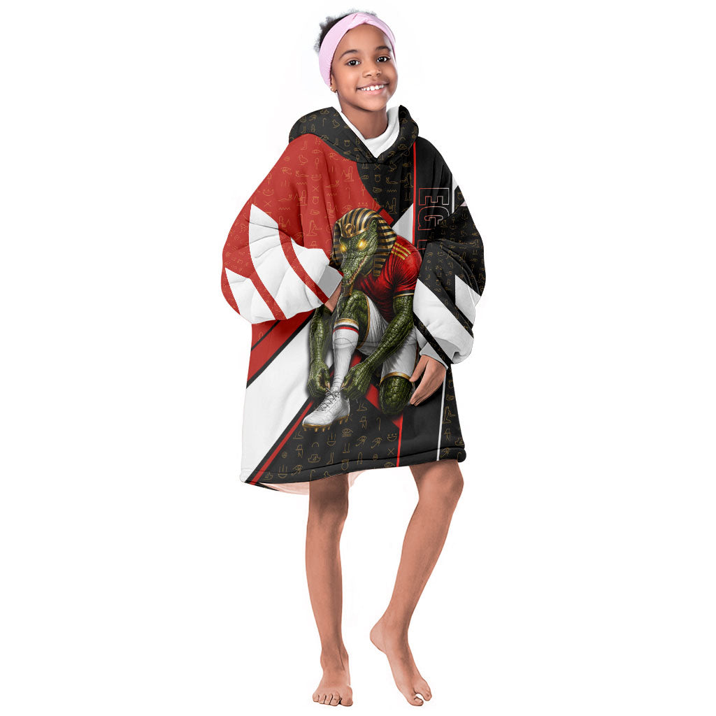 Personalized Egypt Soccer Sobek Crocodile Mascot Kid Wearable Blanket Hoodie Ancient Egyptian Hieroglyphic Stripe