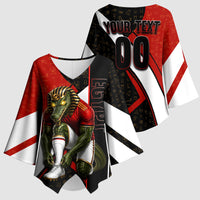 Personalized Egypt Soccer Sobek Crocodile Mascot Kimono Sleeve Blouse Ancient Egyptian Hieroglyphic Stripe