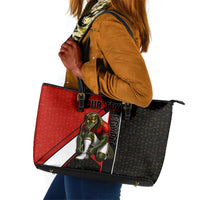 Personalized Egypt Soccer Sobek Crocodile Mascot Leather Tote Bag Ancient Egyptian Hieroglyphic Stripe