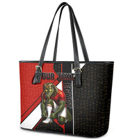 Personalized Egypt Soccer Sobek Crocodile Mascot Leather Tote Bag Ancient Egyptian Hieroglyphic Stripe
