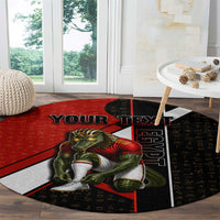 Personalized Egypt Soccer Sobek Crocodile Mascot Round Carpet Ancient Egyptian Hieroglyphic Stripe