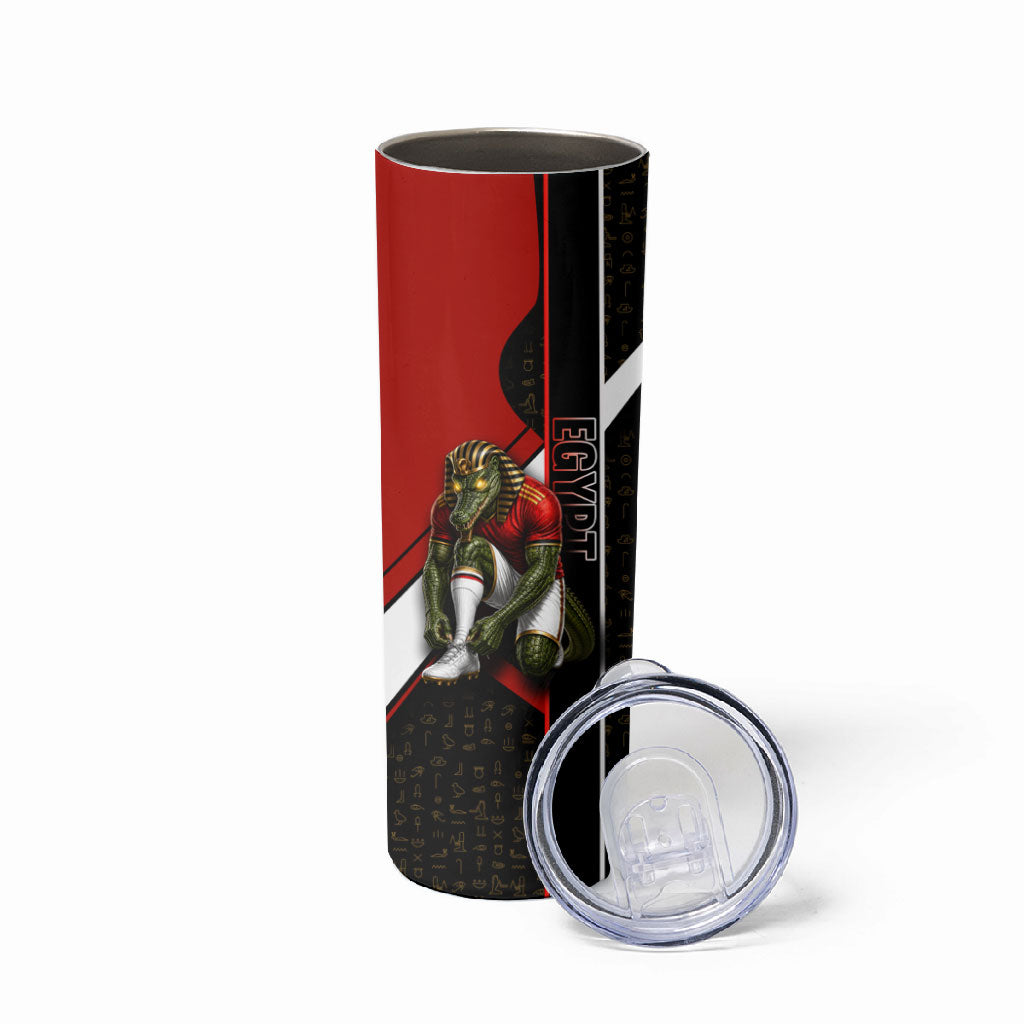 Personalized Egypt Soccer Sobek Crocodile Mascot Skinny Tumbler Ancient Egyptian Hieroglyphic Stripe