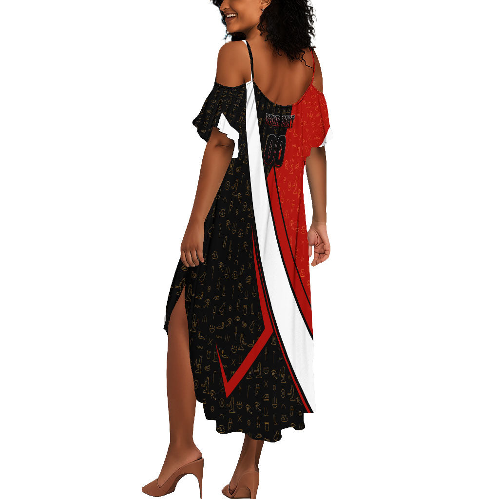 Personalized Egypt Soccer Sobek Crocodile Mascot Summer Maxi Dress Ancient Egyptian Hieroglyphic Stripe