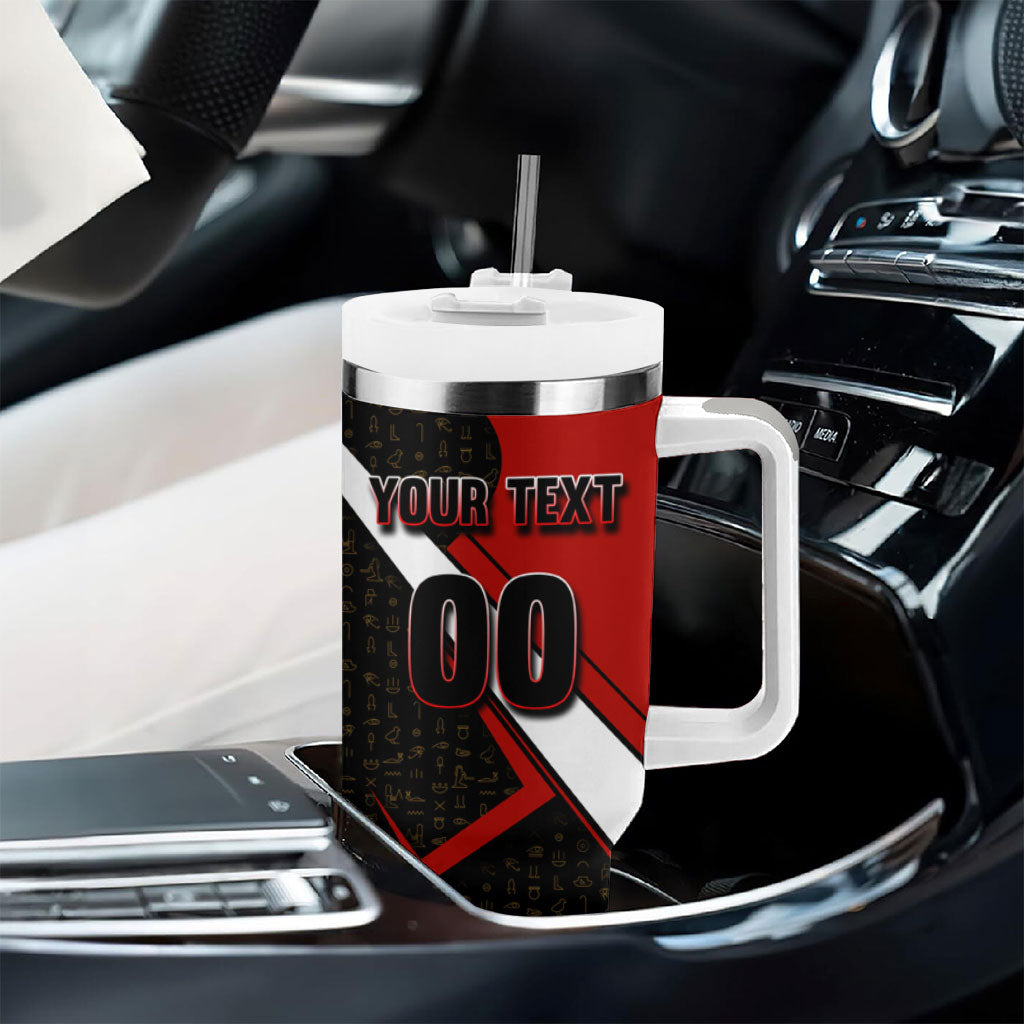 Personalized Egypt Soccer Sobek Crocodile Mascot Tumbler With Handle Ancient Egyptian Hieroglyphic Stripe