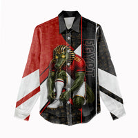 Personalized Egypt Soccer Sobek Crocodile Mascot Women Casual Shirt Ancient Egyptian Hieroglyphic Stripe