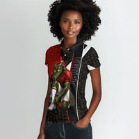 Personalized Egypt Soccer Sobek Crocodile Mascot Women Polo Shirt Ancient Egyptian Hieroglyphic Stripe