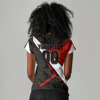 Personalized Egypt Soccer Sobek Crocodile Mascot Women V-Neck T-Shirt Ancient Egyptian Hieroglyphic Stripe