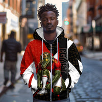 Personalized Egypt Soccer Sobek Crocodile Mascot Zip Hoodie Ancient Egyptian Hieroglyphic Stripe