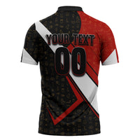 Personalized Egypt Soccer Sobek Crocodile Mascot Zipper Polo Shirt Ancient Egyptian Hieroglyphic Stripe