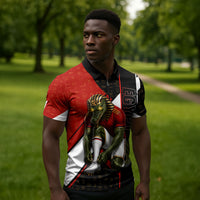 Personalized Egypt Soccer Sobek Crocodile Mascot Zipper Polo Shirt Ancient Egyptian Hieroglyphic Stripe