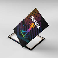 Colorful Golf Canvas Wall Art Watercolor American Flag Female Golfer Silhouette in Rainbow Gradient - Wonder Print Shop