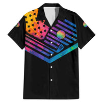 Colorful Golf Family Matching Mermaid Dress and Hawaiian Shirt Watercolor American Flag Female Golfer Silhouette in Rainbow Gradient - Wonder Print Shop