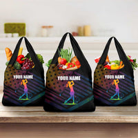 Colorful Golf Grocery Bag Watercolor American Flag Female Golfer Silhouette in Rainbow Gradient - Wonder Print Shop