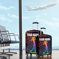 Colorful Golf Luggage Cover Watercolor American Flag Female Golfer Silhouette in Rainbow Gradient - Wonder Print Shop
