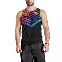 Colorful Golf Men Tank Top Watercolor American Flag Female Golfer Silhouette in Rainbow Gradient - Wonder Print Shop