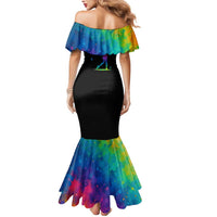 Colorful Golf Mermaid Dress Watercolor American Flag Female Golfer Silhouette in Rainbow Gradient - Wonder Print Shop