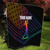 Colorful Golf Quilt Watercolor American Flag Female Golfer Silhouette in Rainbow Gradient - Wonder Print Shop