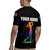 Colorful Golf Rugby Jersey Watercolor American Flag Female Golfer Silhouette in Rainbow Gradient - Wonder Print Shop