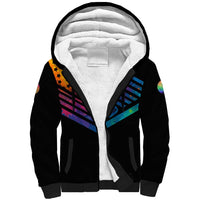 Colorful Golf Sherpa Hoodie Watercolor American Flag Female Golfer Silhouette in Rainbow Gradient - Wonder Print Shop